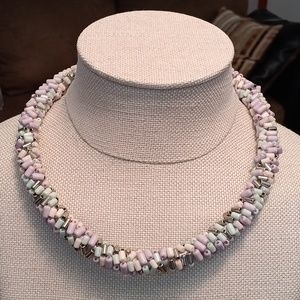 BEAUTIFUL MULTICOLORED STONE COLLAR NECKLACE 😍  Perfect for Easter 🐣